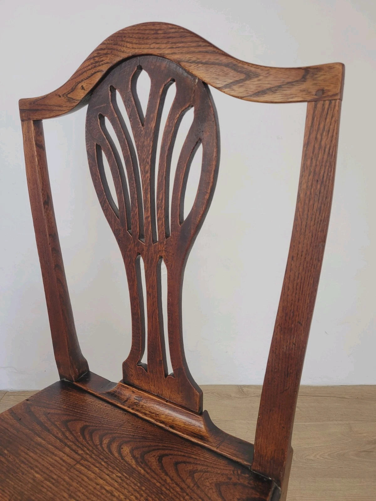 Country Kitchen Chairs Pair Pierced Back Elm 19thC Antique Postage Available
