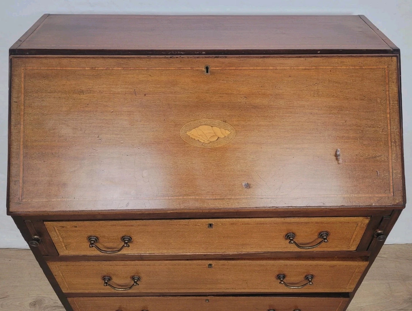 Edwardian Writing Bureau Desk Key & Lock Inlaid Antique 1910 Delivery Available