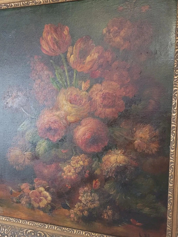 Louis Silas Oil Painting 1890 Still Life Bouquet Of Flowers Postage Available