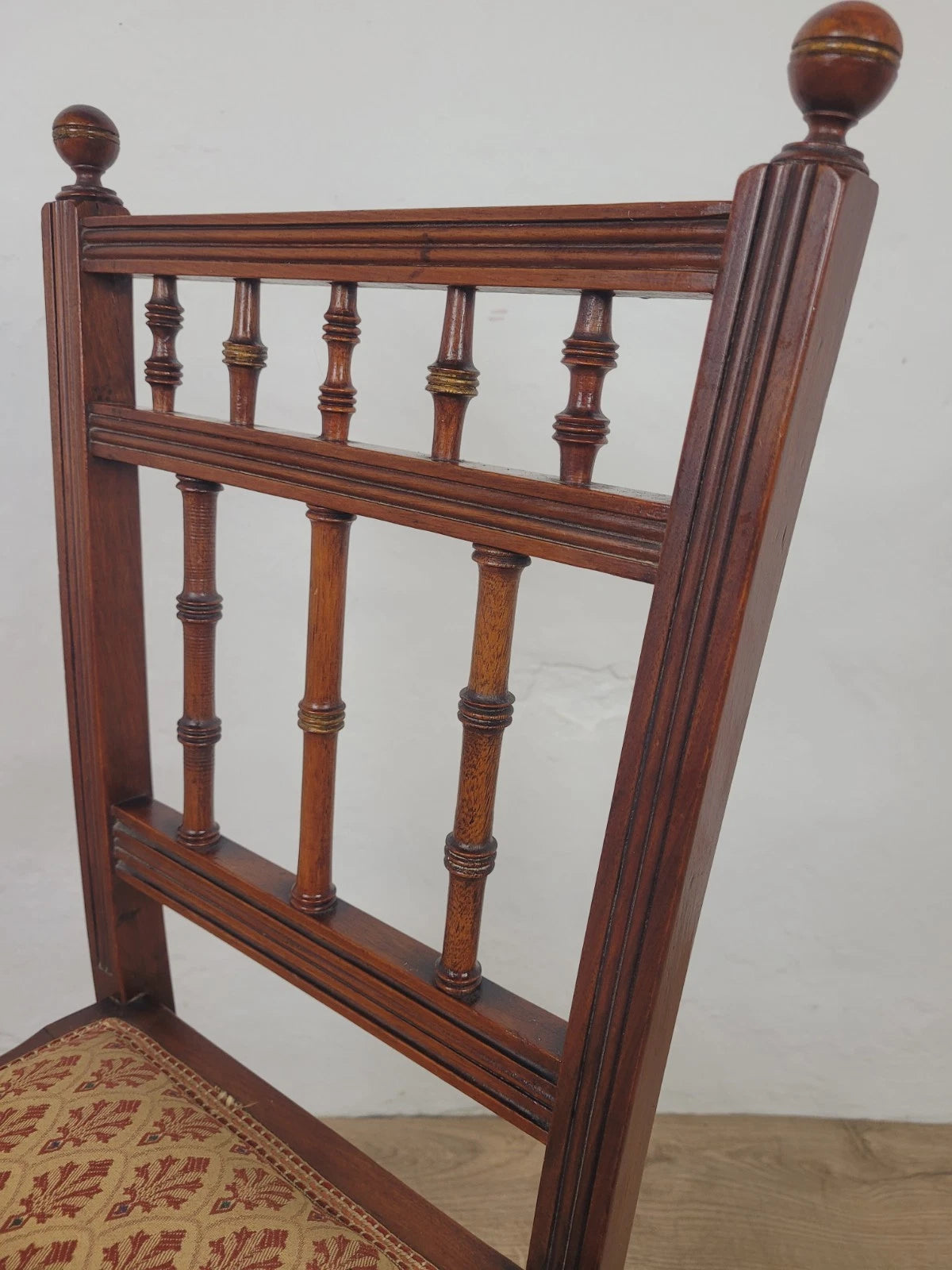 Edwardian Bedroom Chair Spindle Back Floral Upholstery Antique Postage Available