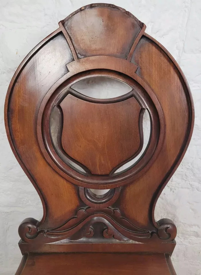 Georgian Shield Back Chair Hall Circa 1860 Carved English Postage Available