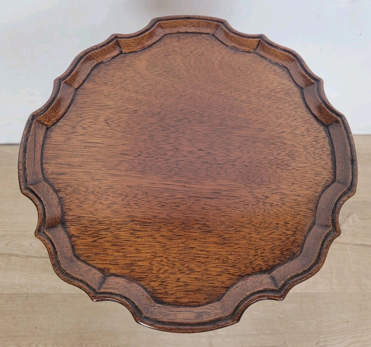 Tripod Wine Table English Scalloped Edge Antique Style 1960s Postage Available