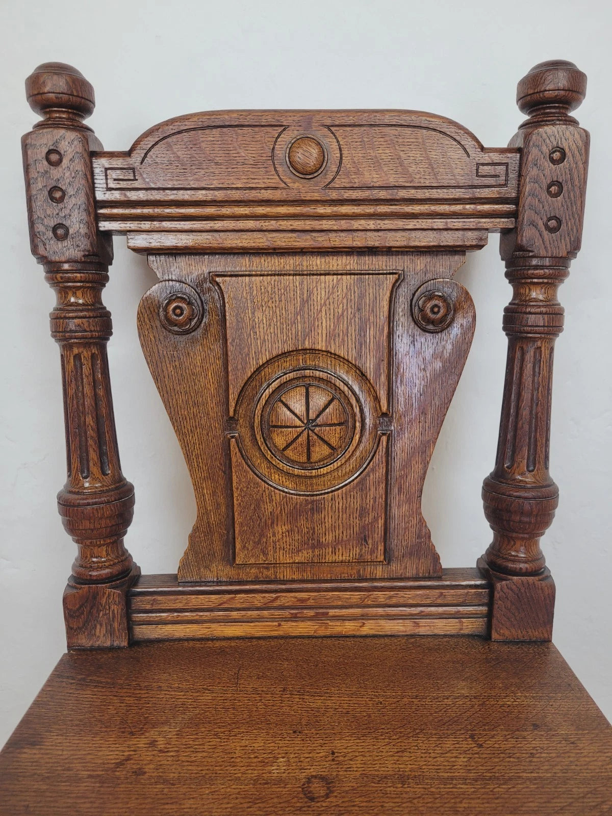 Victorian Hall Chair Oak Carved 19thC Antique English Postage Available