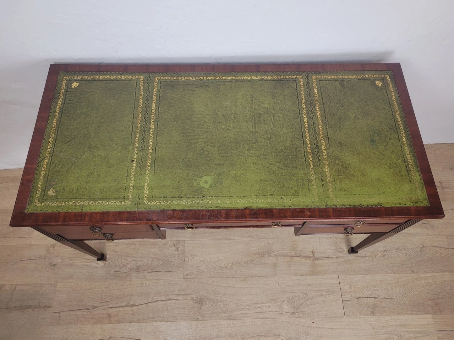 Vintage Writing Desk Leather Mid 20th Century Mahogany Delivery Available