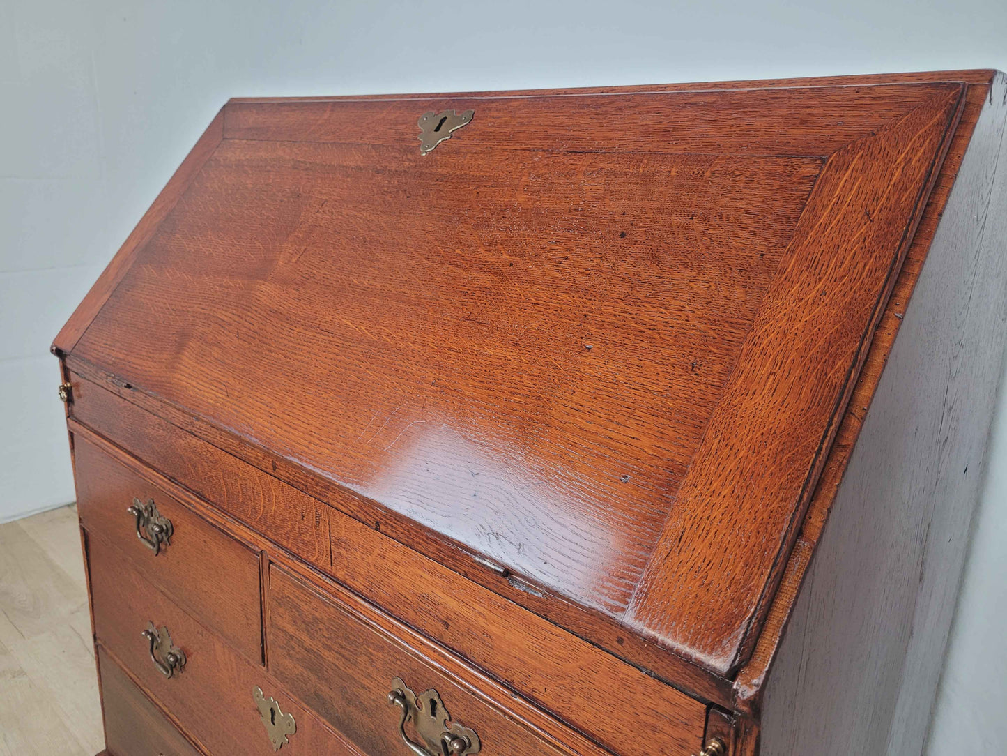 Victorian Writing Bureau Desk 19thC Oak Drop Handles Antique Delivery Available