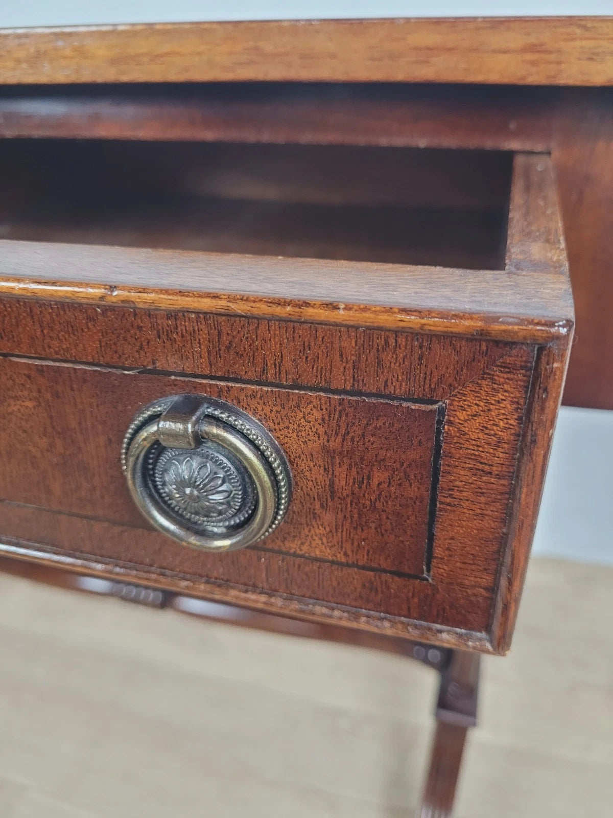 Drop Leaf Side Table Drawers Mahogany Castors Vintage 1940s Delivery Available