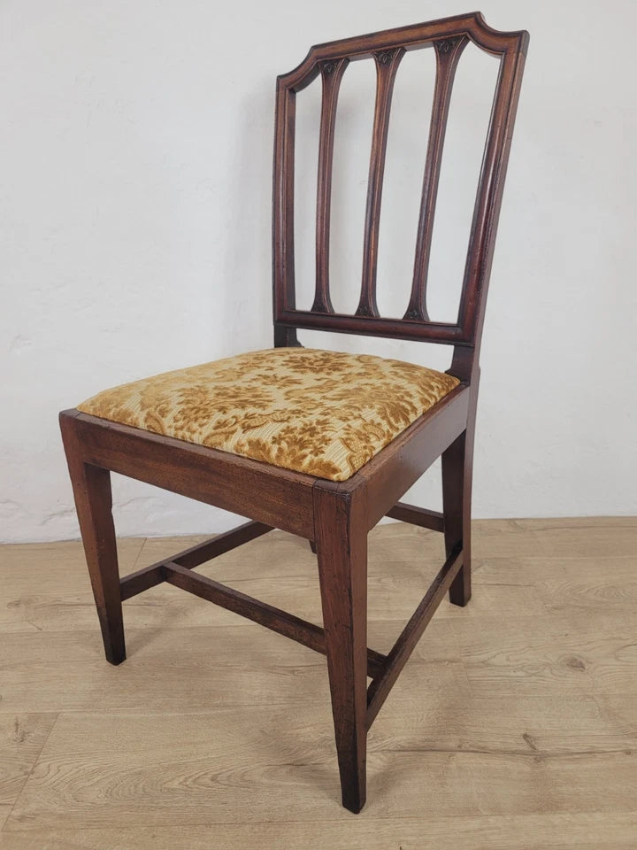 Victorian Dining Chairs Set 4 Carved Floral Upholstery 19thC Postage Available