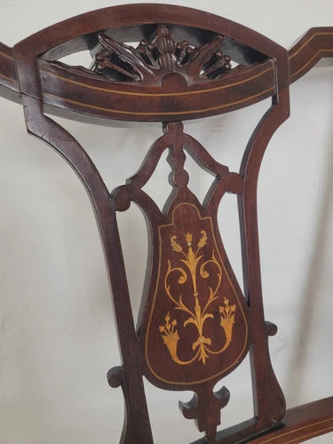 Edwardian Armchair Bedroom Inlaid Motif Carved Floral Postage Available