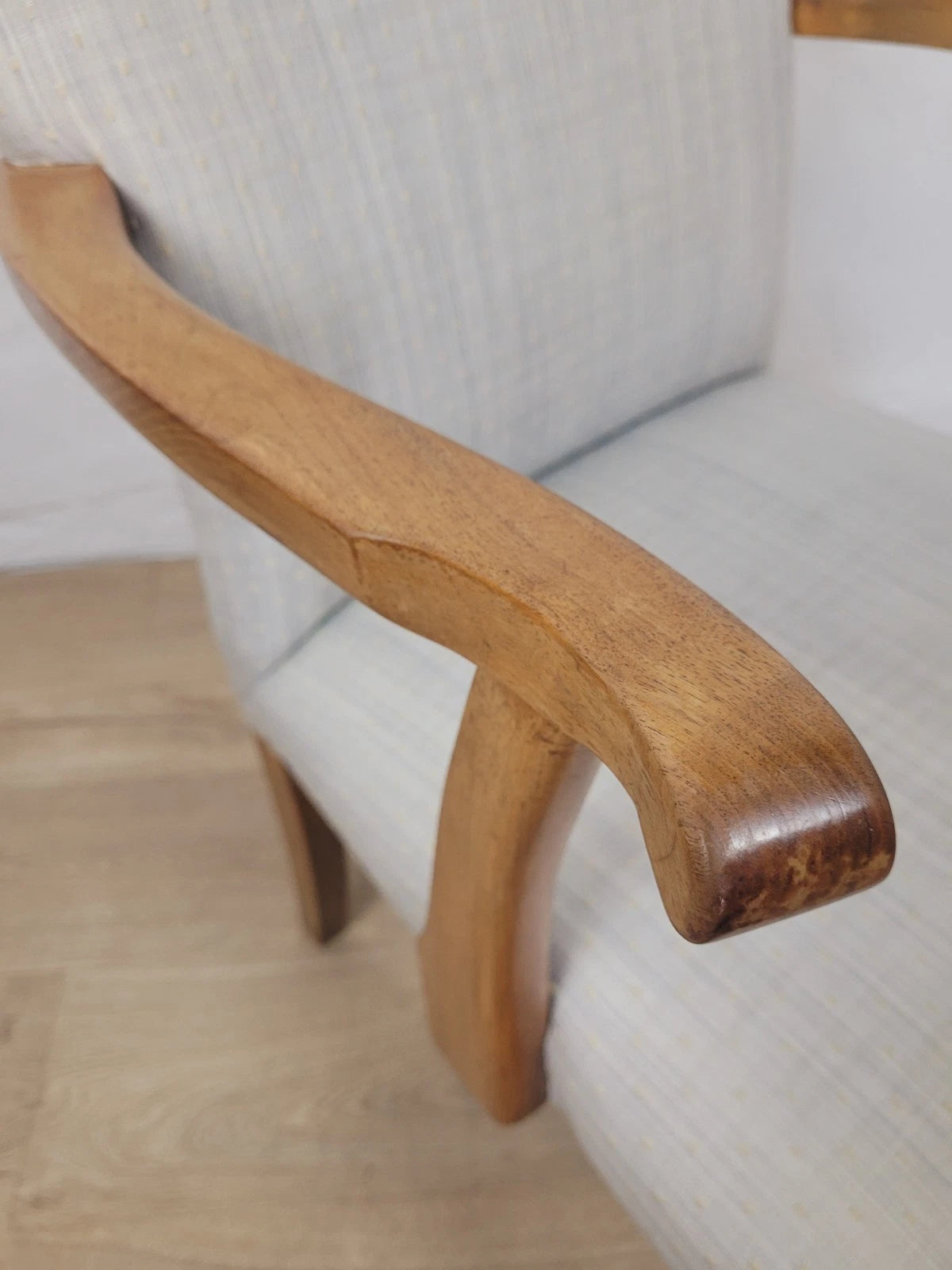 Walnut Armchair Vintage 1940s Duck Egg Blue Cabriole Legs Postage Available