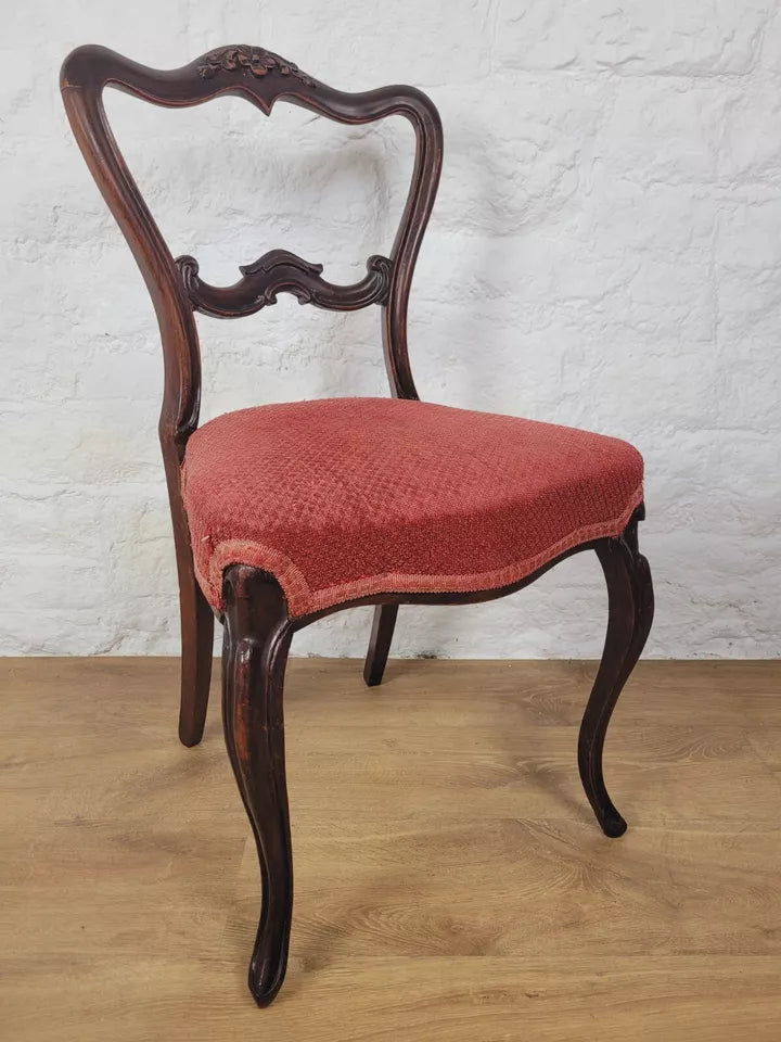 Victorian Salon Chairs Rosewood Floral Carved Cabriole Legs Postage Available