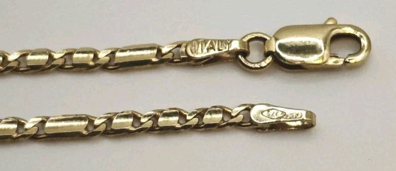 Chain Necklace 9ct Gold Figaro Style Link 16" Yellow Postage Available