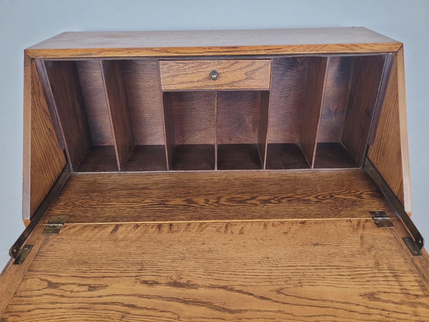 Oak Writing Bureau Desk Vintage 1950s Storage Country Rustic Delivery Available