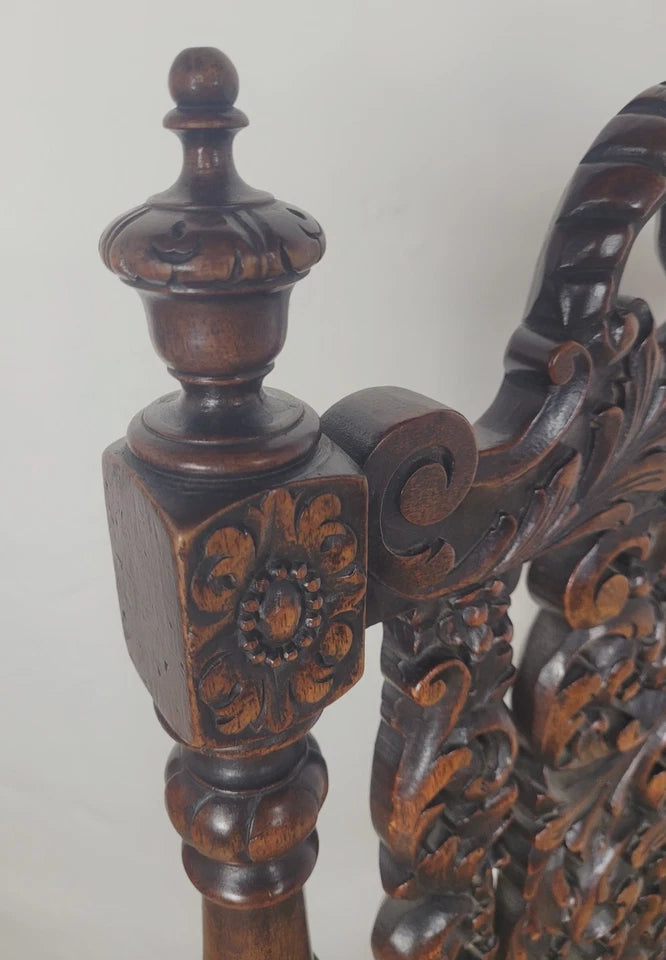 Walnut Hall Chair Carved High Back 17thC Style Vintage Delivery Available