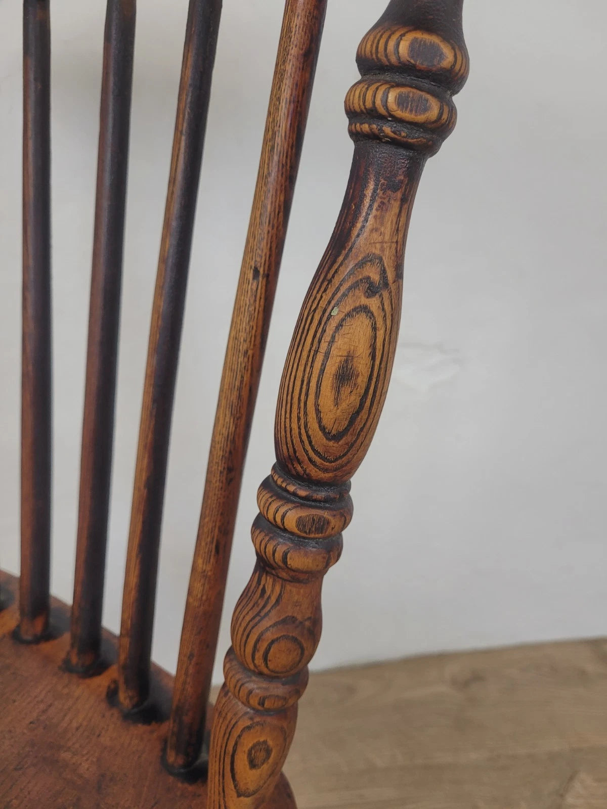 Elm Victorian Kitchen Chair Country Spindle Back Antique Postage Available