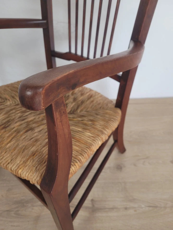 Country Armchair 19th-Century Rush Seat Bedroom Antique Postage Available