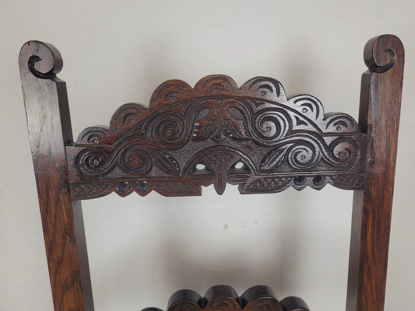 Yorkshire Side Chairs Pair Carved Farmhouse Vintage 1950s Delivery Available