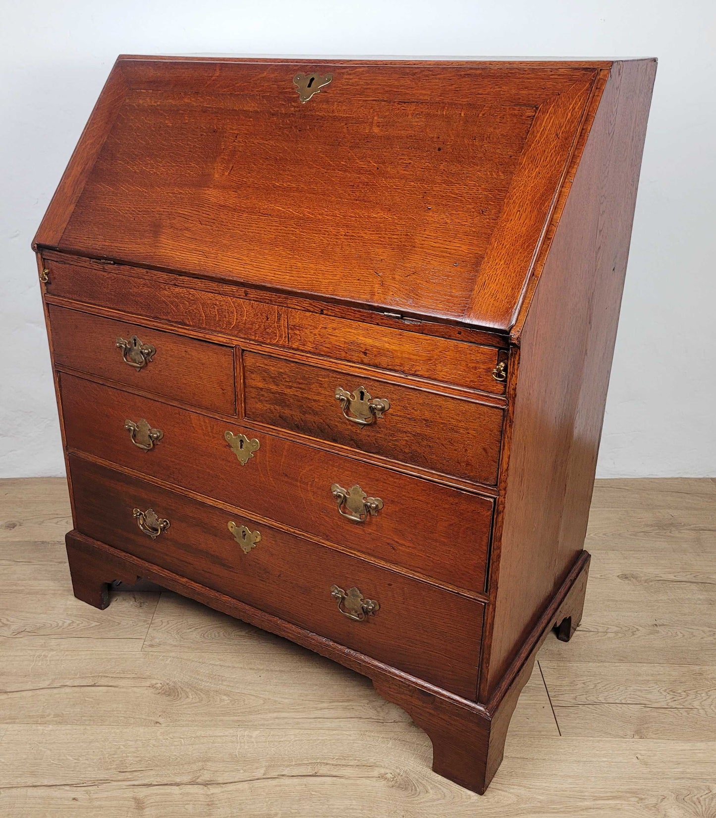 Victorian Writing Bureau Desk 19thC Oak Drop Handles Antique Delivery Available