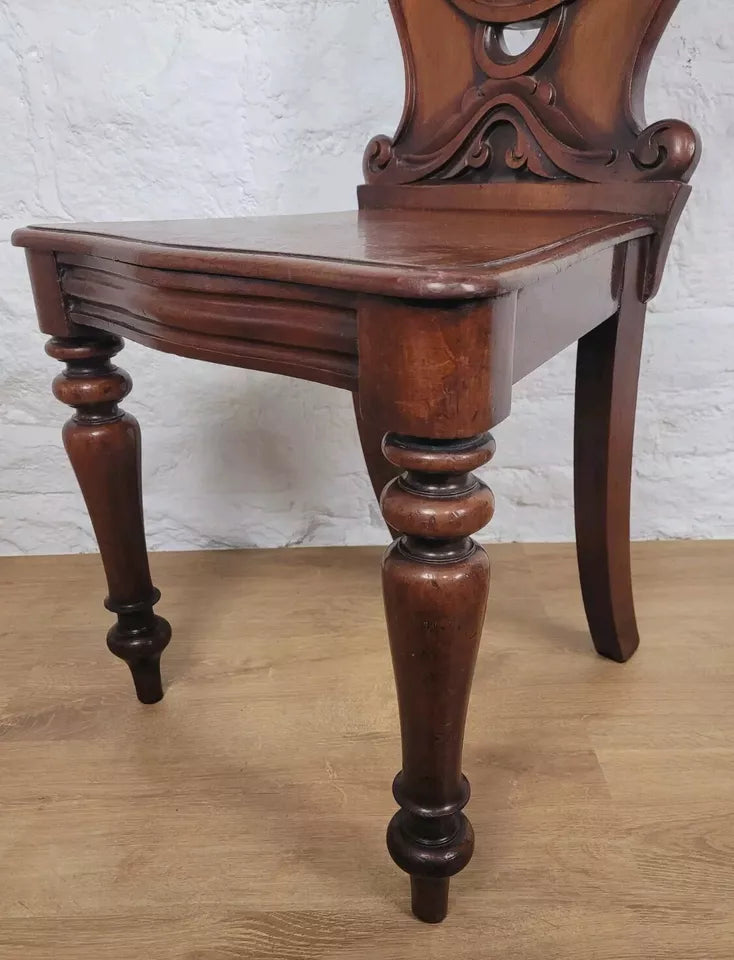 Georgian Shield Back Chair Hall Circa 1860 Carved English Postage Available