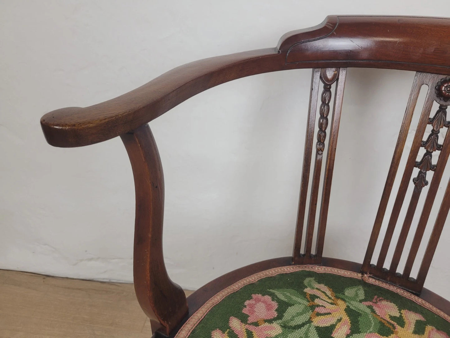 Vintage Tub Chair 1950's Mid Century English Floral Wool Seat Postage Available