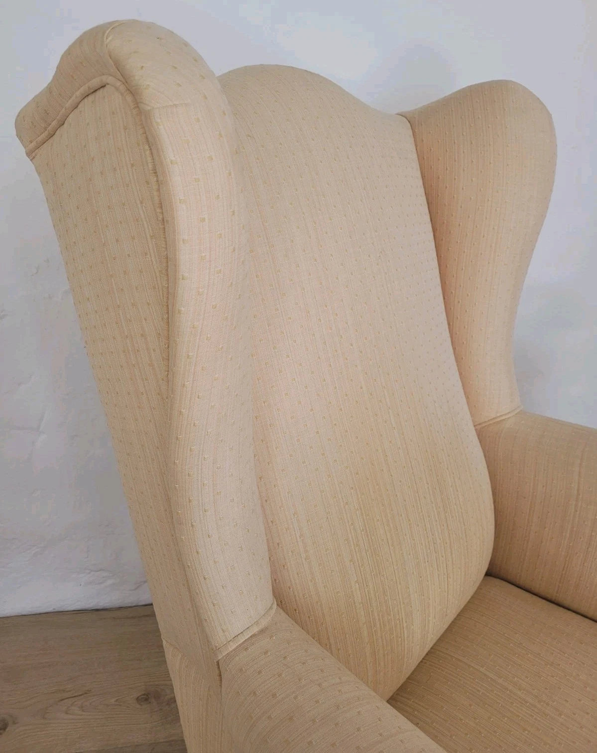 Winged Armchair George III Style Apricot Upholstery Castors Delivery Available