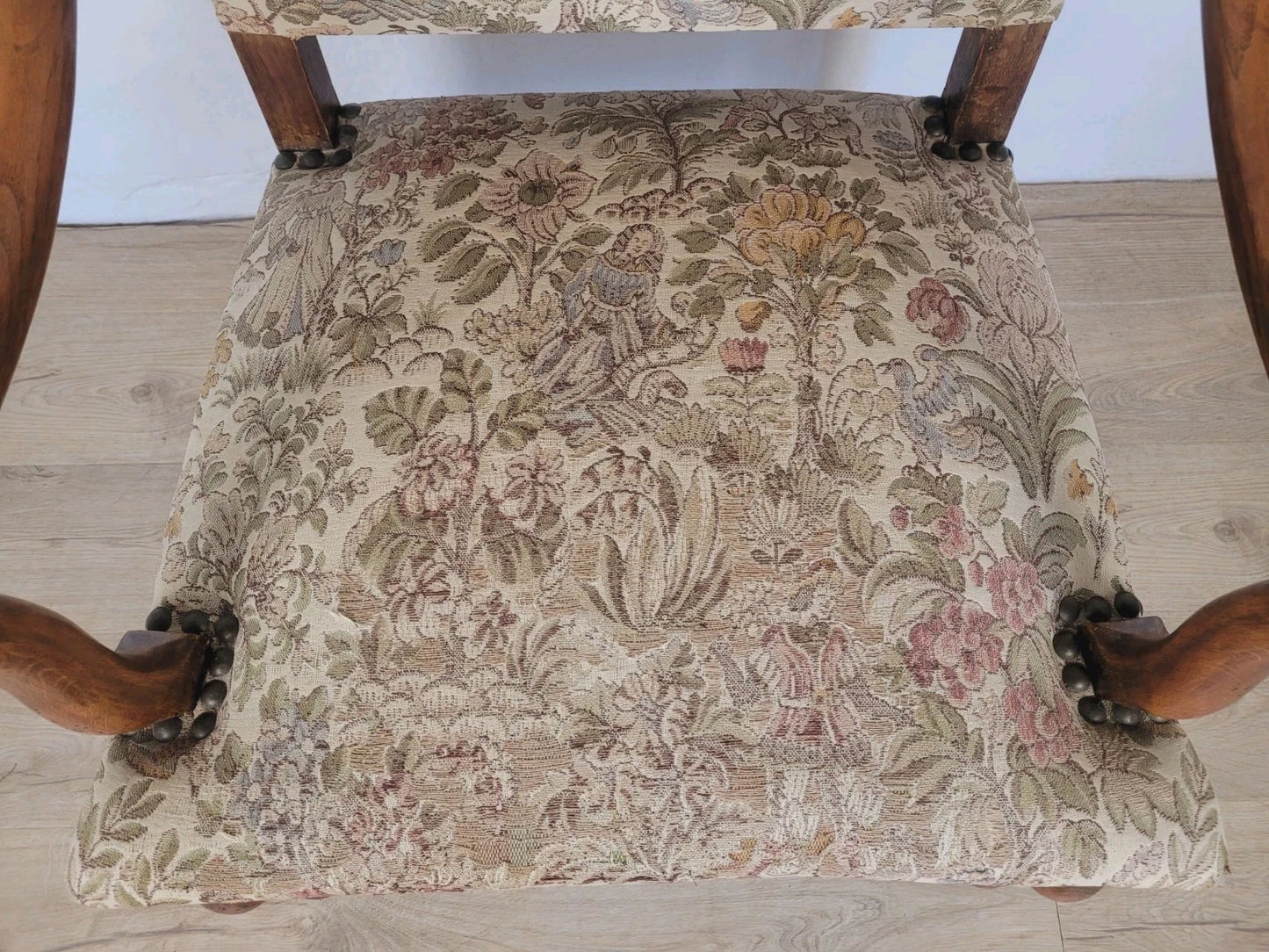French Walnut Open Armchair 19th Century Upholstered Antique Delivery Available