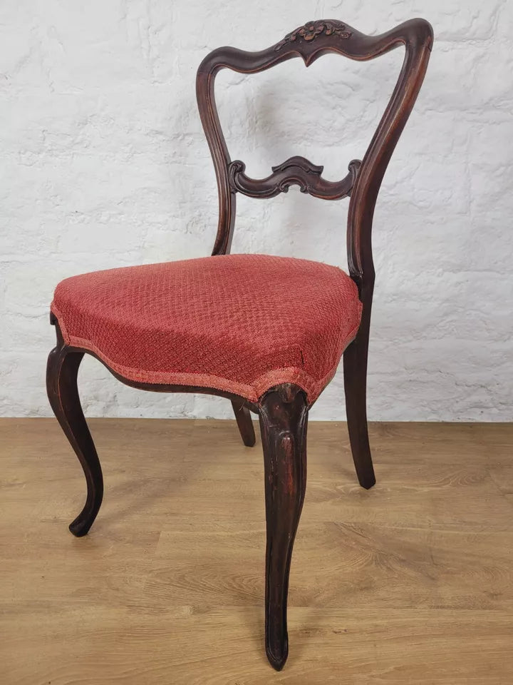 Victorian Salon Chairs Rosewood Floral Carved Cabriole Legs Postage Available