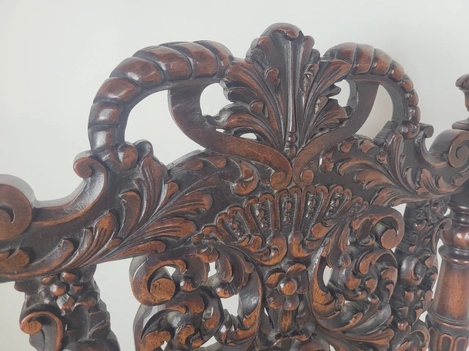 Walnut Hall Chair Carved High Back 17thC Style Vintage Delivery Available
