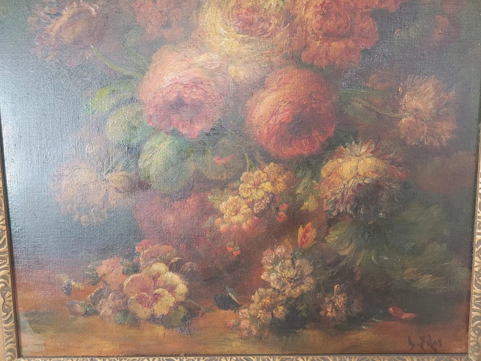 Louis Silas Oil Painting 1890 Still Life Bouquet Of Flowers Postage Available