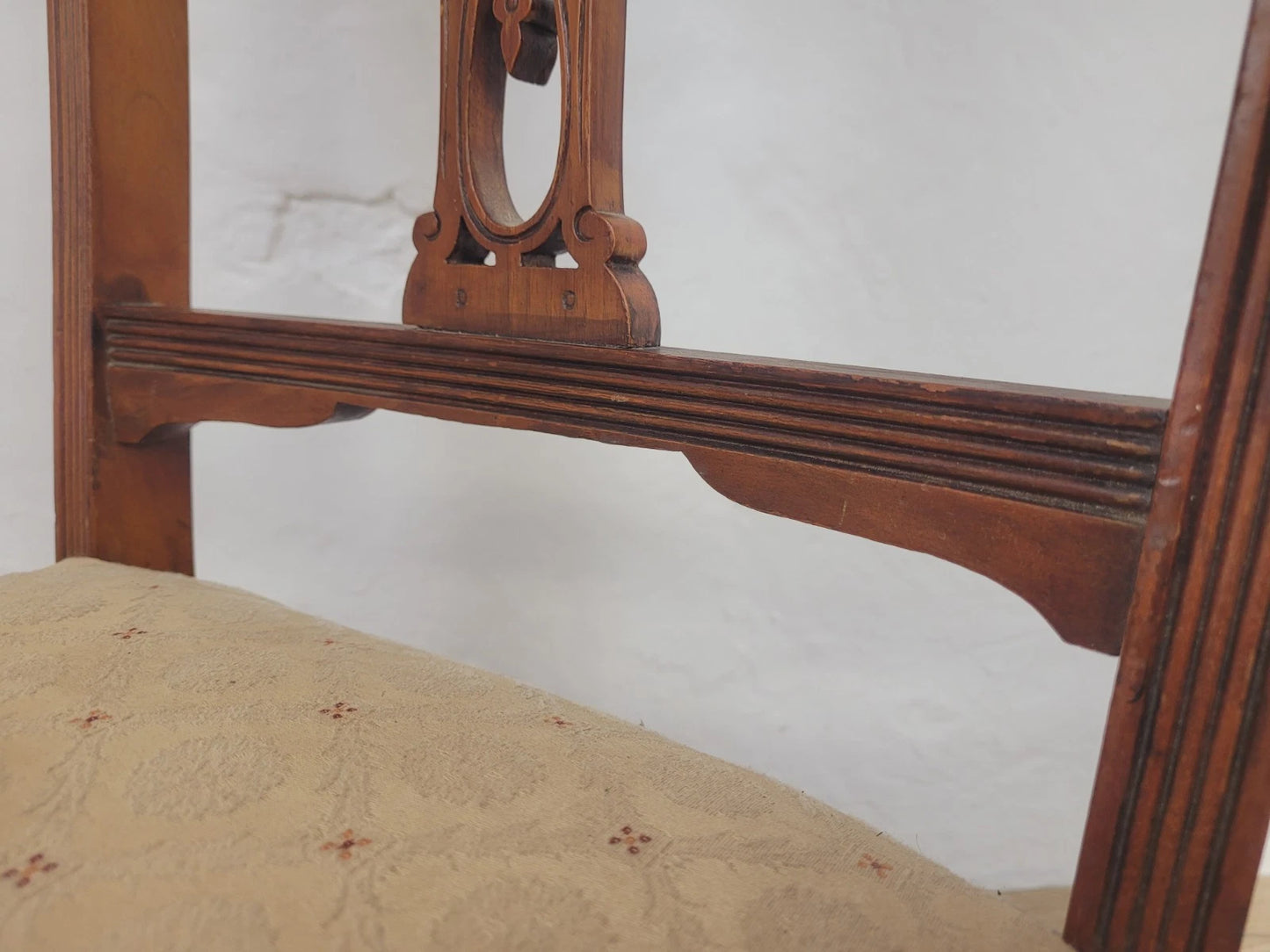 Edwardian Nursing Chair Carved Castors Upholstery Floral Postage Available
