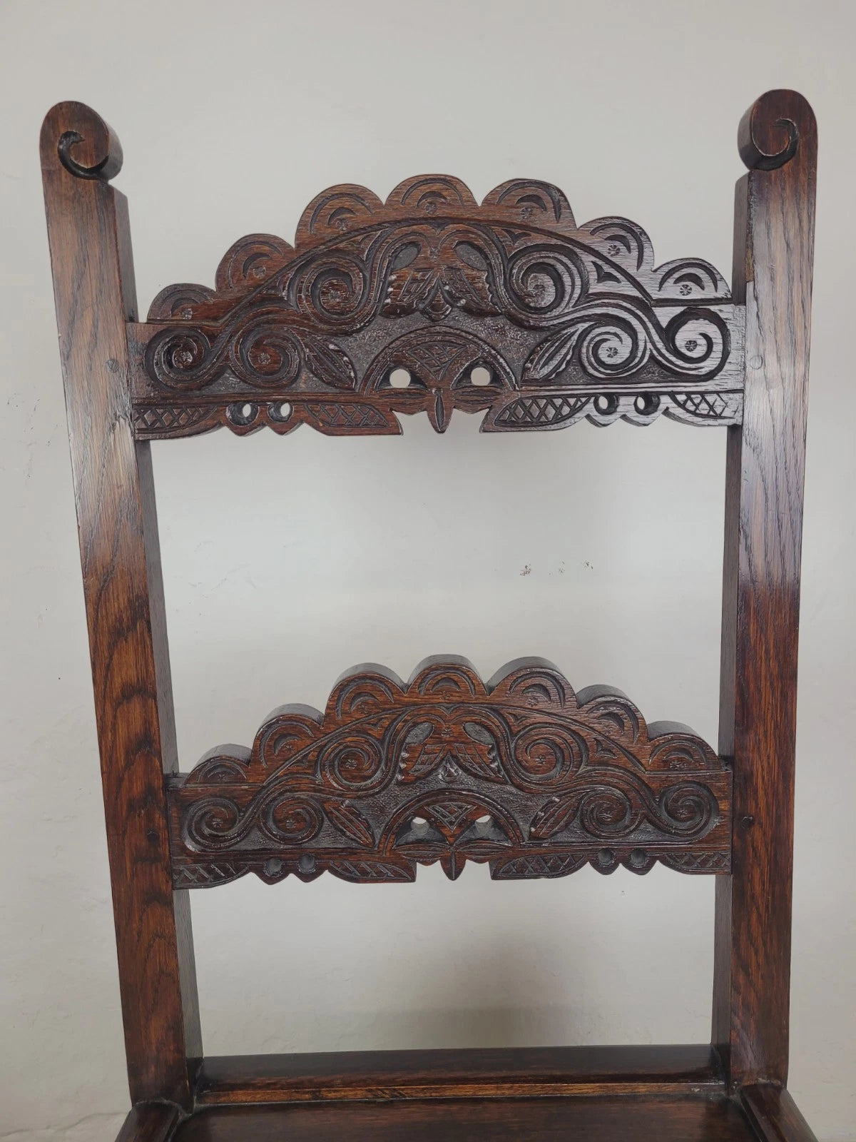 Yorkshire Side Chairs Pair Carved Farmhouse Vintage 1950s Delivery Available
