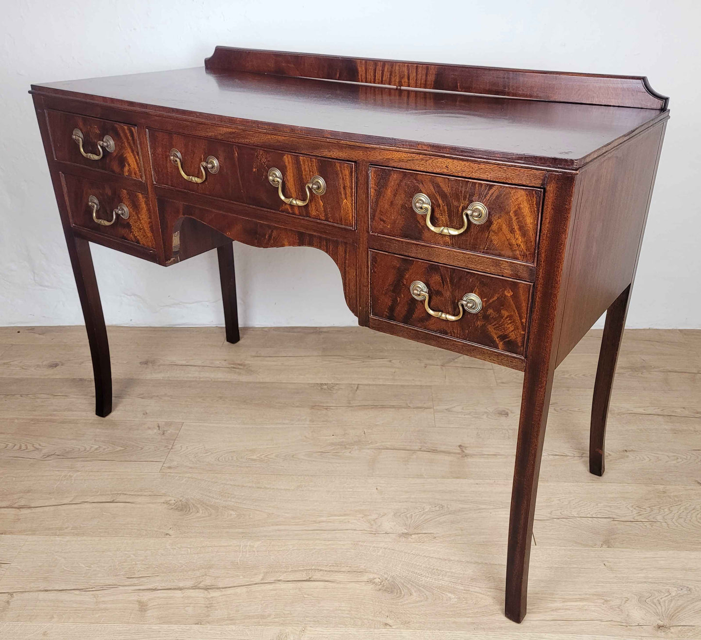 Vintage Ladies Writing Desk Mahogany 1950s Swan Neck Handles Delivery Available