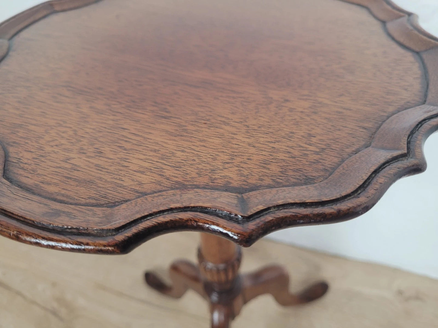 Tripod Wine Table English Scalloped Edge Antique Style 1960s Postage Available