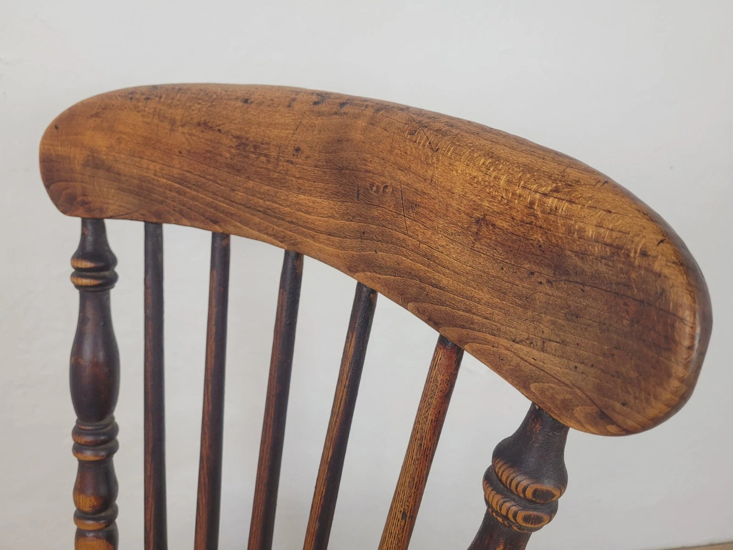 Elm Victorian Kitchen Chair Country Spindle Back Antique Postage Available