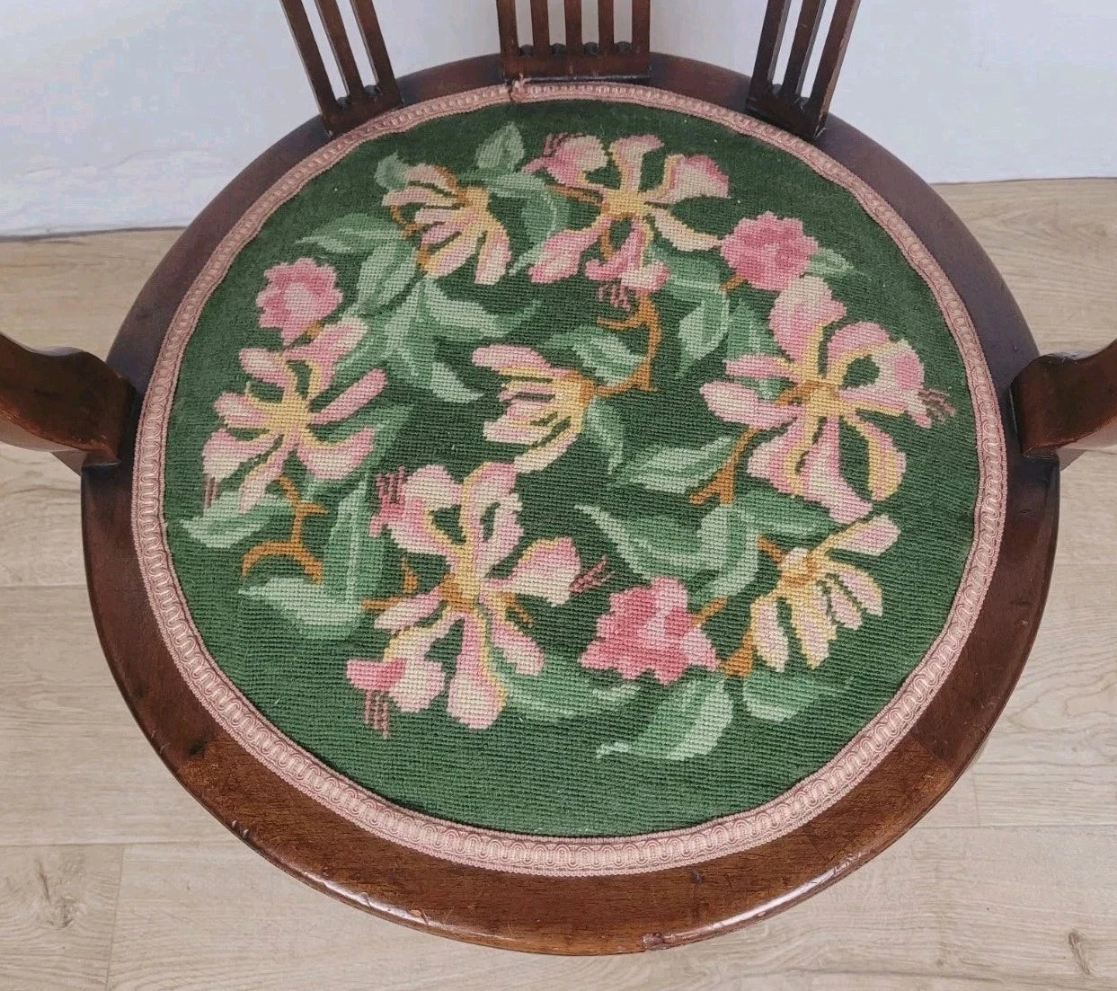 Vintage Tub Chair 1950's Mid Century English Floral Wool Seat Postage Available
