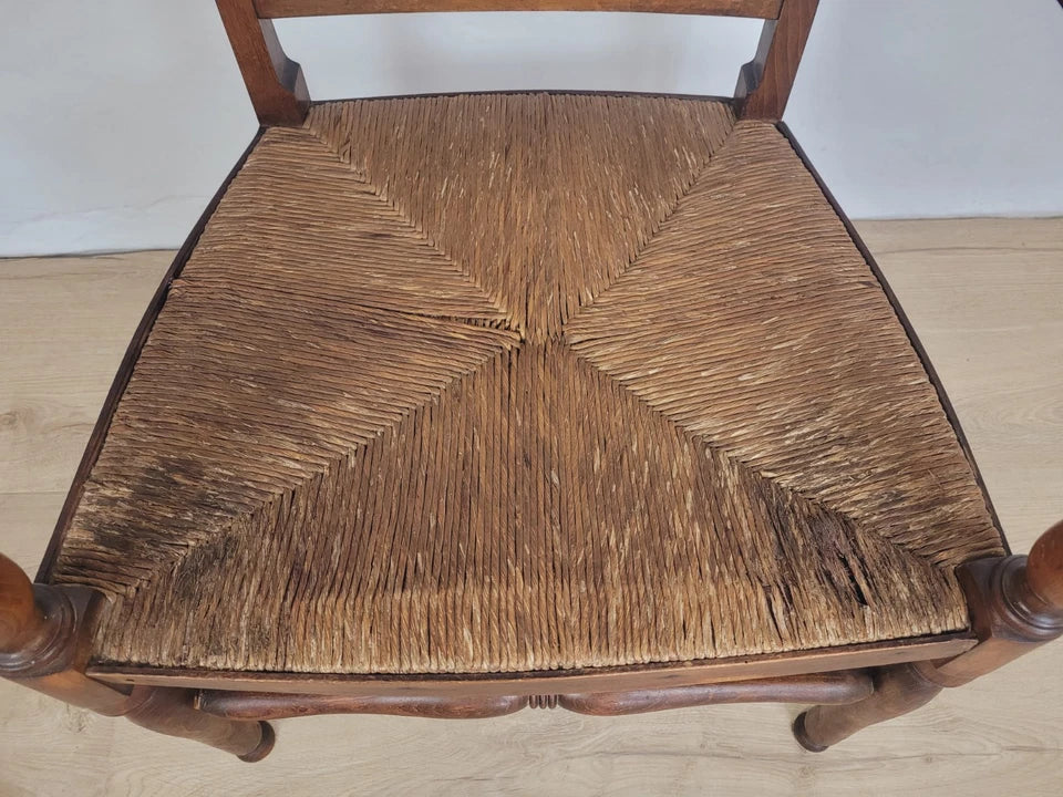 19th Century Armchair Ash & Elm Country Rush Seat Antique Postage Available