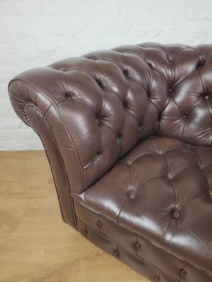 Chesterfield Club Armchair Button Back Brown Leather Delivery Available