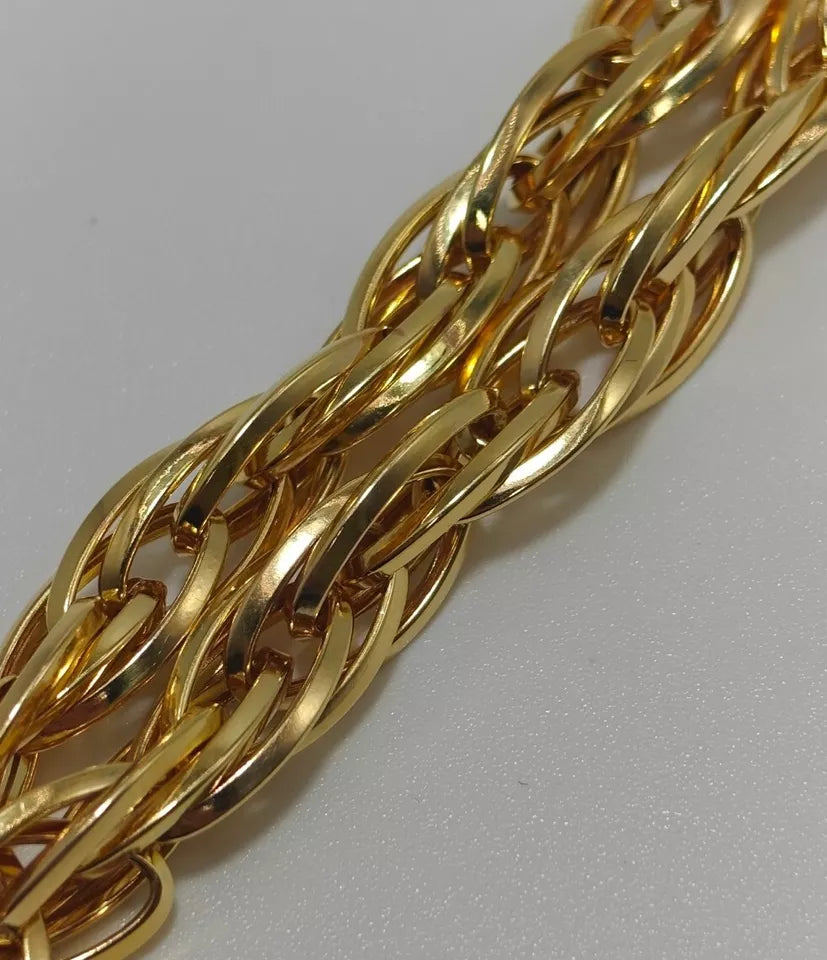 Rare Twisted Oval 9ct Gold Bracelet 7.5"