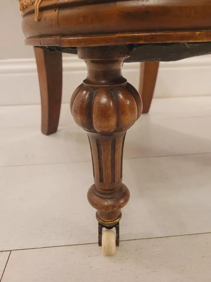 Victorian Nursing Chair Walnut Upholstered Castors 19thC Postage Available