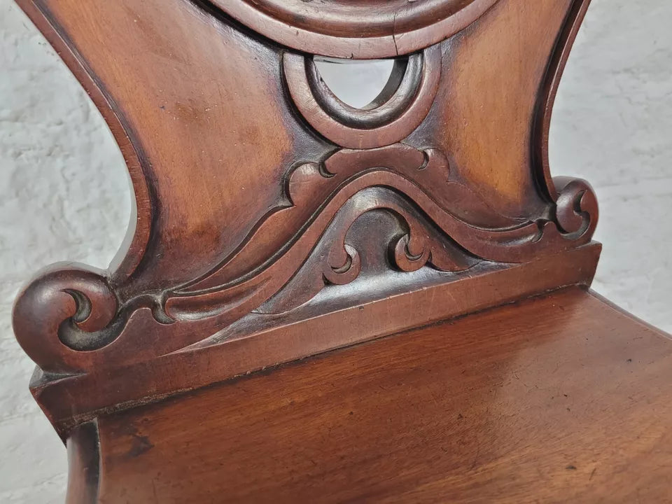 Georgian Shield Back Chair Hall Circa 1860 Carved English Postage Available