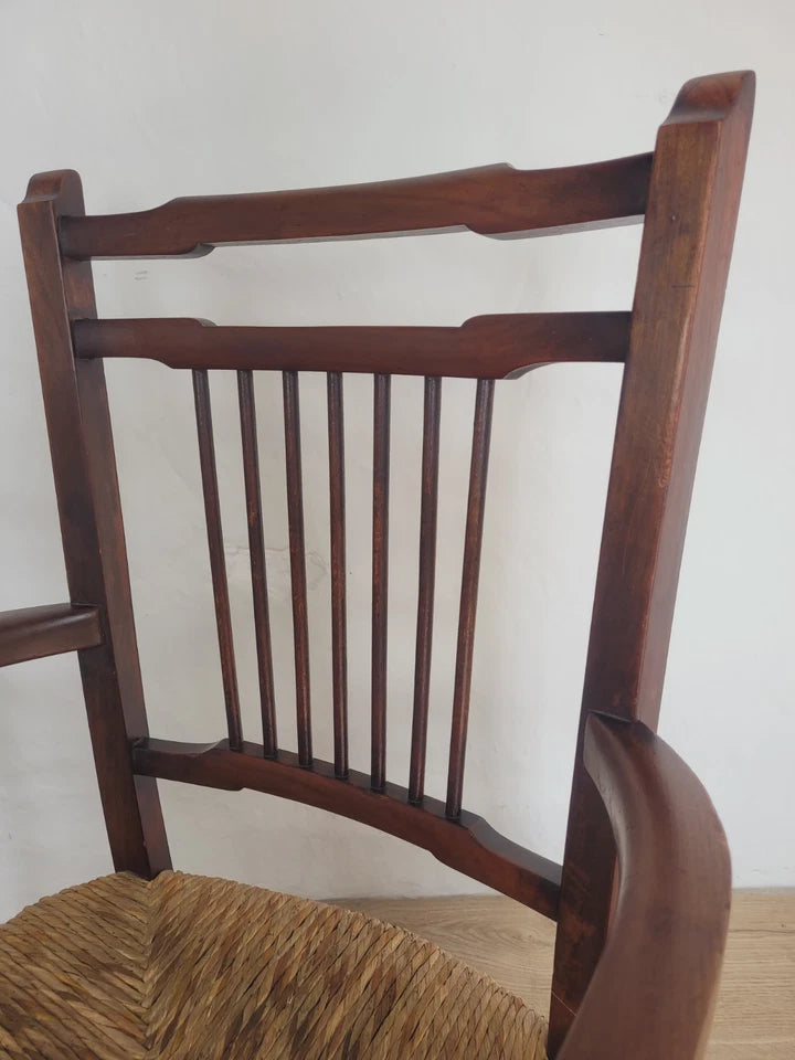 Country Armchair 19th-Century Rush Seat Bedroom Antique Postage Available