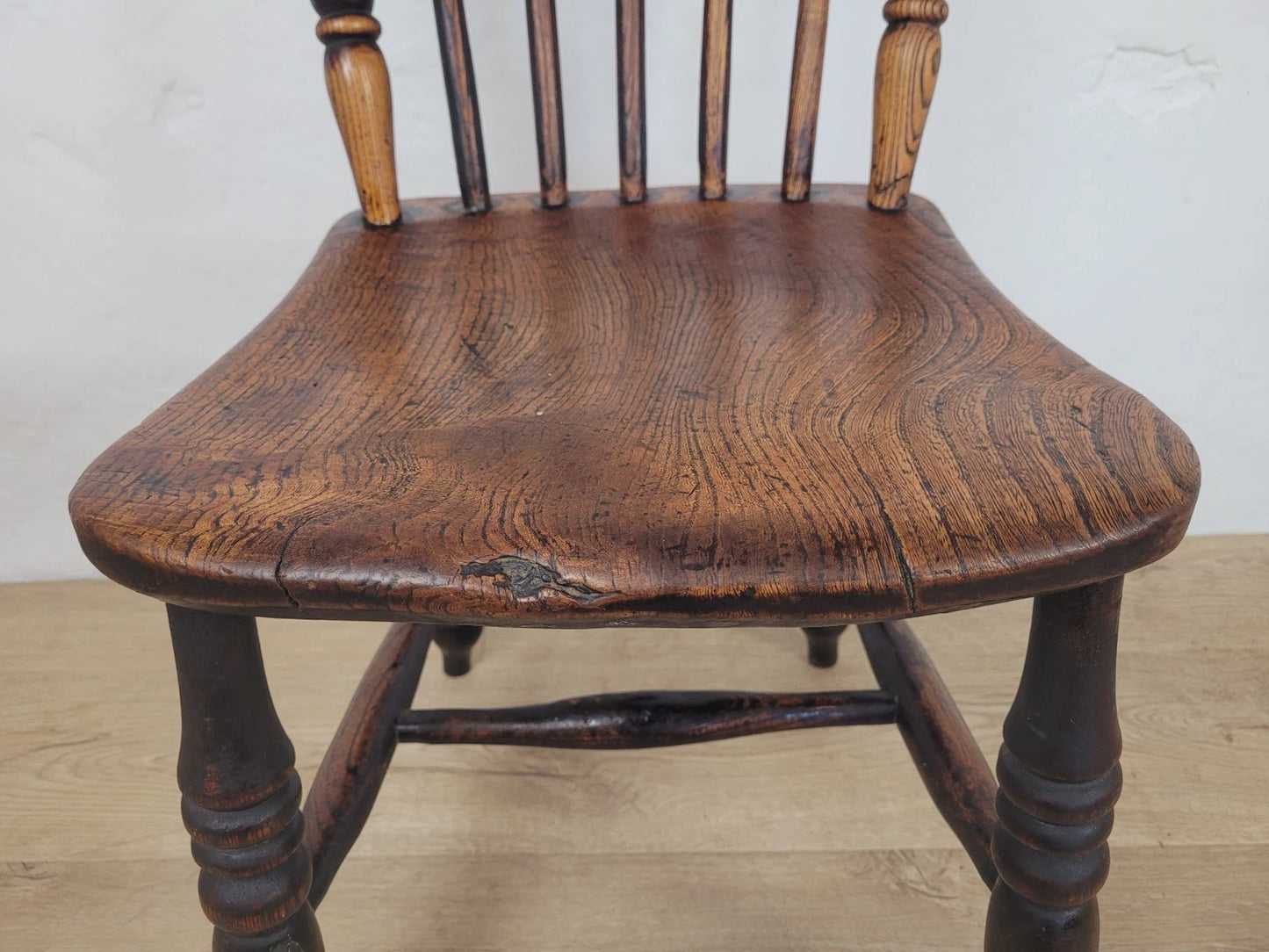 Elm Victorian Kitchen Chair Country Spindle Back Antique Postage Available