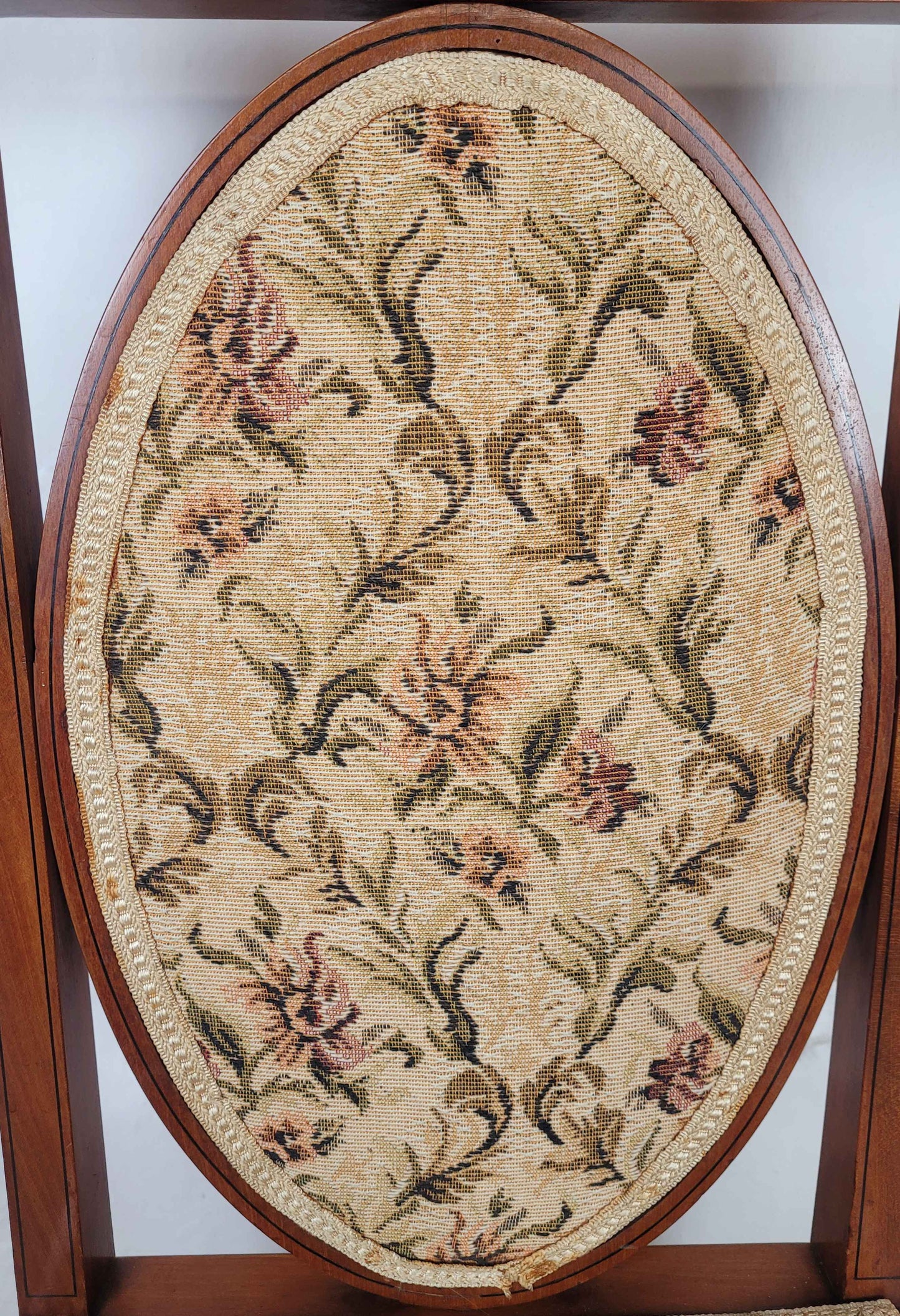 Edwardian Bedroom Chairs Oval Back Crossband Floral Upholstery Postage Available