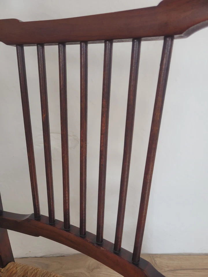Country Armchair 19th-Century Rush Seat Bedroom Antique Postage Available