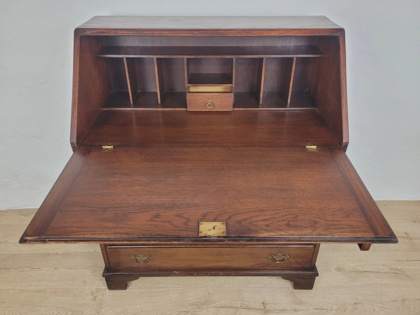 Oak Writing Bureau Desk Bevan Funnell Antique Style Handles Delivery Available