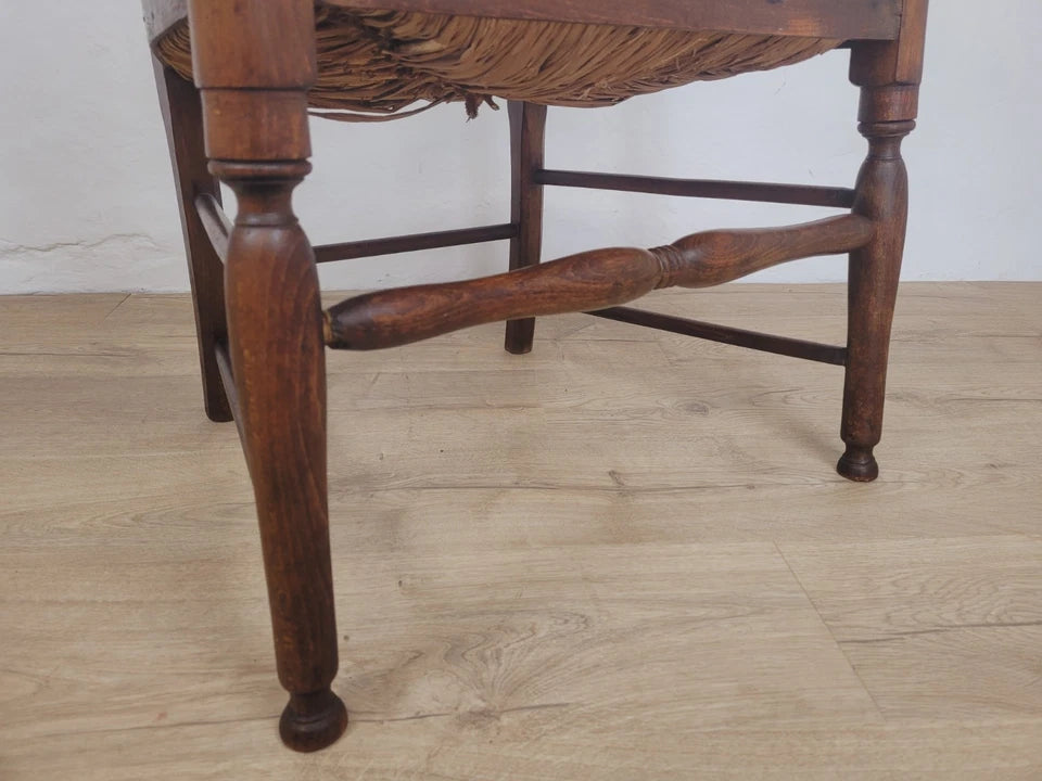 19th Century Armchair Ash & Elm Country Rush Seat Antique Postage Available