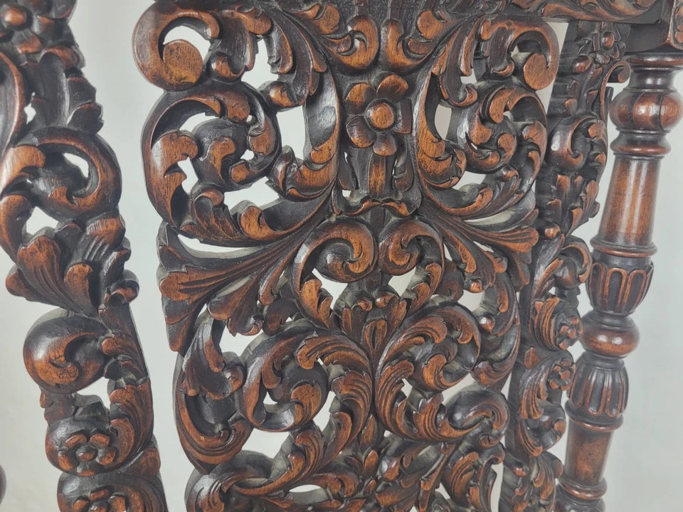 Walnut Hall Chair Carved High Back 17thC Style Vintage Delivery Available