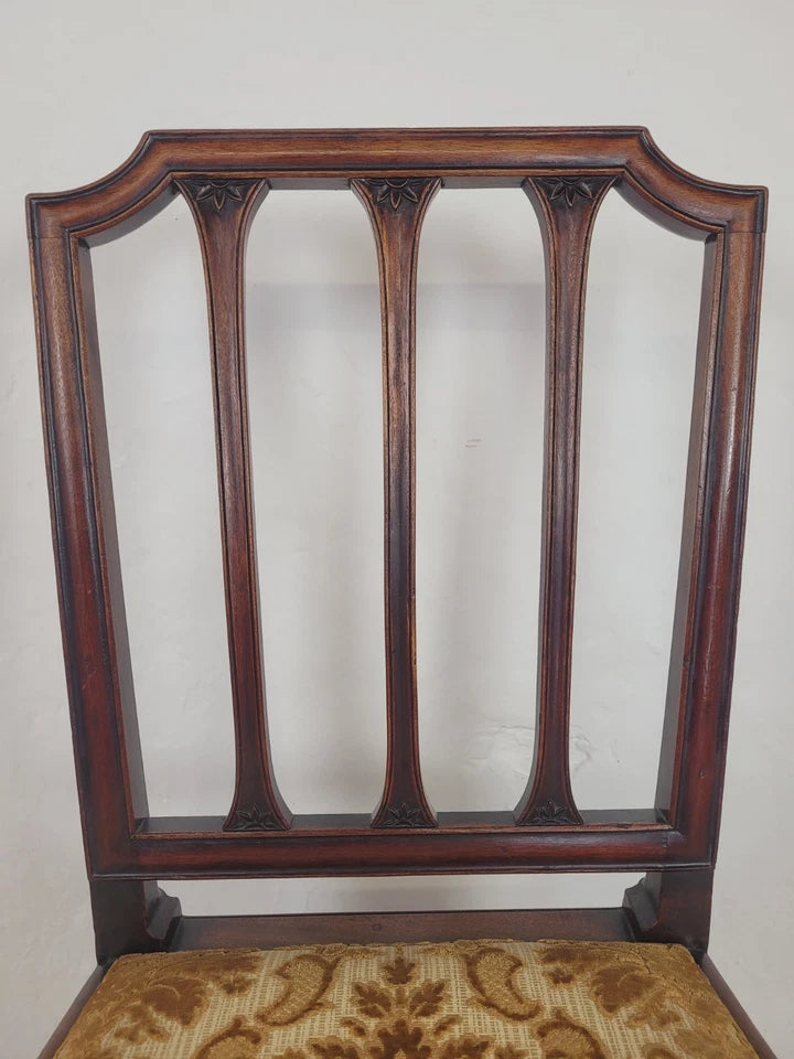 Victorian Dining Chairs Set 4 Carved Floral Upholstery 19thC Postage Available