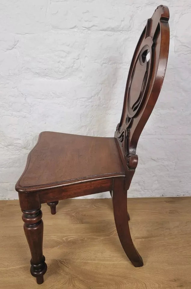 Georgian Shield Back Chair Hall Circa 1860 Carved English Postage Available