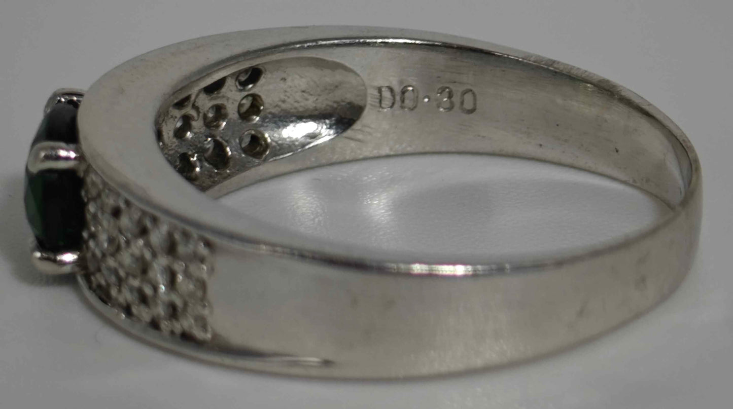 Diamond Tourmaline Ring Platinum Hallmarked Jewellery Postage Available
