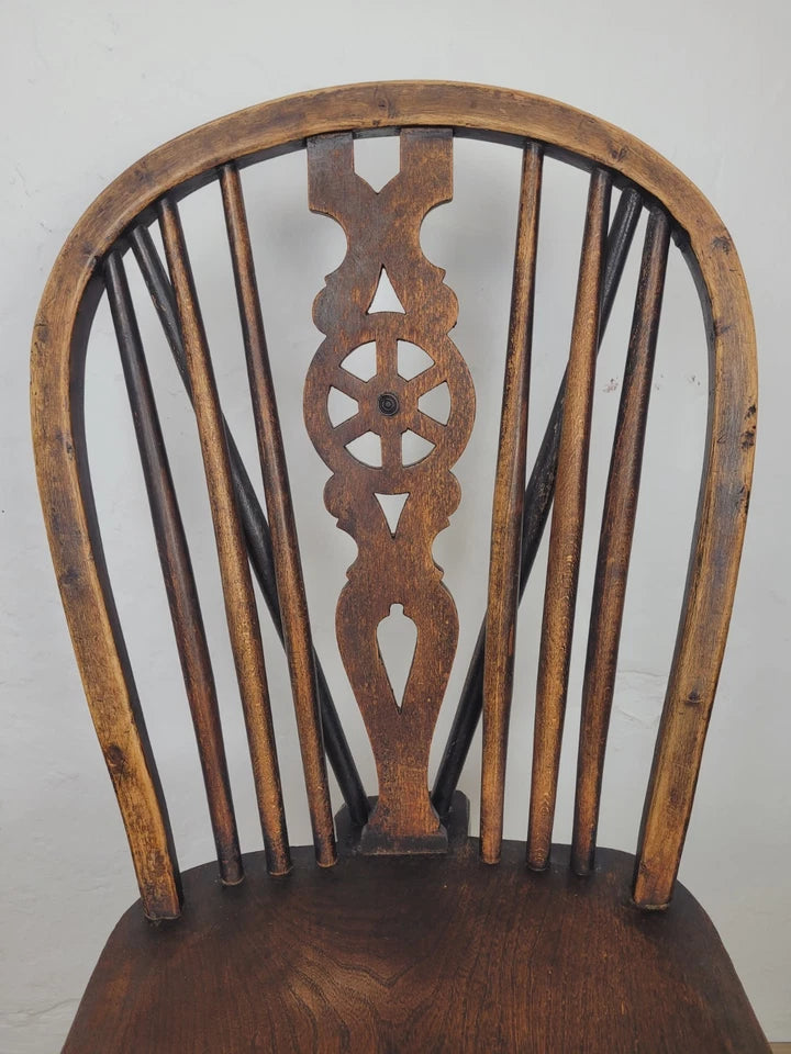 Kitchen Windsor Chair Victorian Country Wheel Back Elm Antique Postage Available